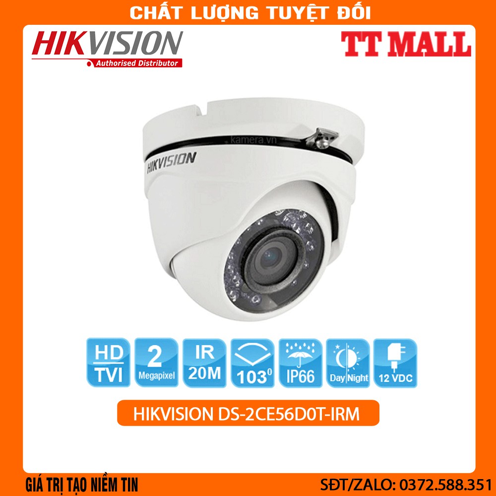 [Mã ELHAMS5 giảm 6% đơn 300K] CAMERA HDTVI DOME HIKVISION DS-2CE56D0T-IRM (2.0MP)