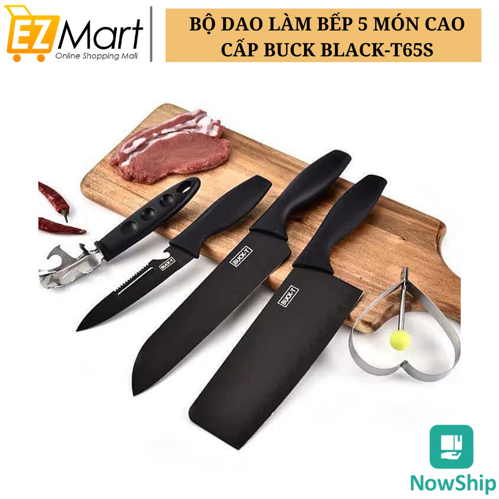 Bộ Dao Làm Bếp 5 Món Cao Cấp BUCK BLACK - T65S