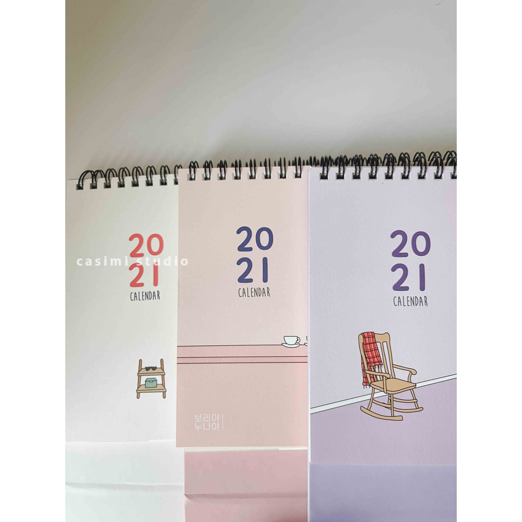 [FOLLOW US GIẢM 40K] LỊCH ĐỂ BÀN 2021 THE GIRL XINH CUTE SIZE A5 20x17 (cm) BÌA CỨNG MÀU PASTEL HÀN QUỐC CASIMI DECOR