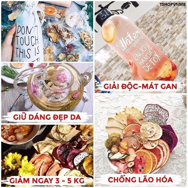 Trà Detox Korea hoa quả sấy lạnh giảm Robimart liệu trình 30 ngày - Tặng bình 1 lít, mật ong, 5 gói đường