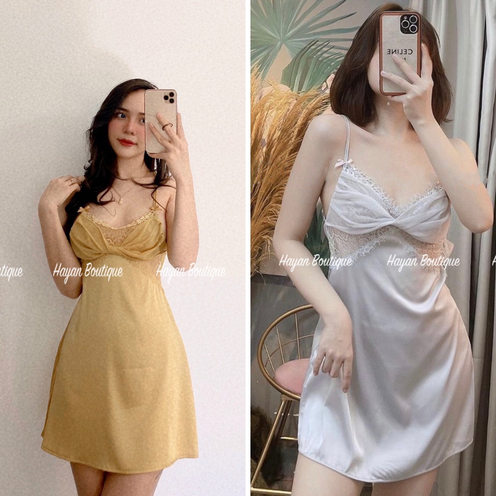 Váy ngủ sexy ren nợ chéo ngực, đầm ngủ gợi cảm quyết rũ #HT152