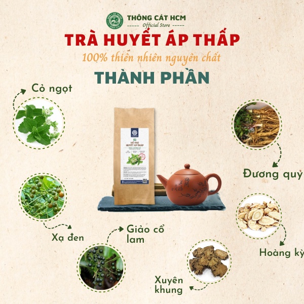 Trà Huyết Áp Thấp, hỗ trợ ổn định huyết áp, giảm đau đầu, hoa mắt, chóng mặt hiệu quả - Thông Cát