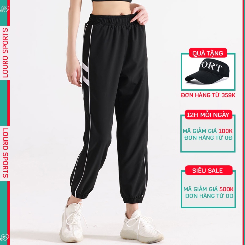 Quần Jogger nữ Louro QL105, mẫu quần joker thể thao, tập gym nữ,  đi chơi, leo núi kiểu dáng rộng che mọi khuyết điểm