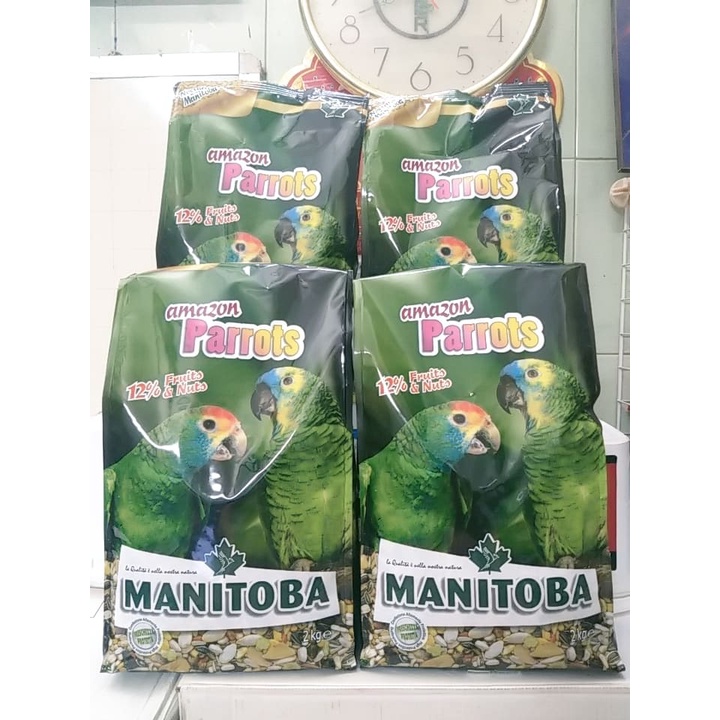 hạt trộn hoàn chỉnh  AMAZON PARROTS gói nguyên 2KG của MANITOBA chuyên dùng cho tất cả vẹt amazon