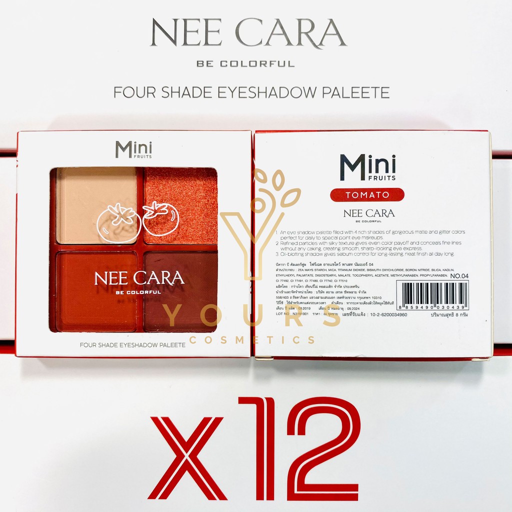 [Auth Thái] Bảng Phấn Mắt Nee Cara Tông Đỏ Cam - Bảng Màu Mắt Tông Đỏ Đất - Nee Cara Mini Fruit N319 No.4