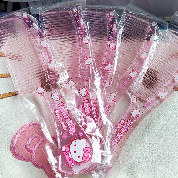 Lược Chải Tóc Nhựa Chống Tĩnh Điện Hình Mèo Hello Kitty Màu Hồng Đáng Yêu Cho Nữ