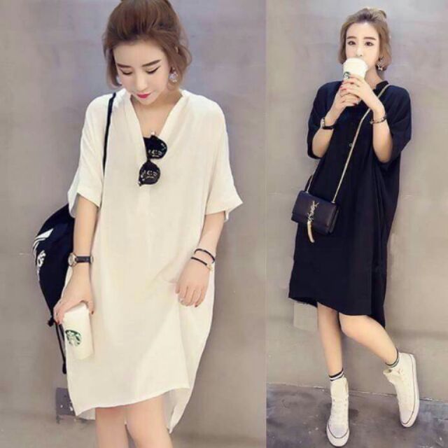 Đầm sơ mi form oversize