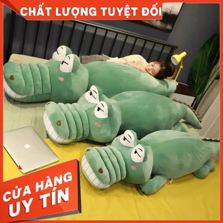 Gấu Bông Cá Sấu Mặt Ngáo Chính Hãng, Vải Co Giãn 4 Chiều Siêu Mềm Mịn ❤️