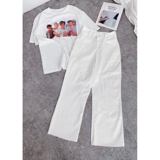 Set quần trắng áo thun trắng