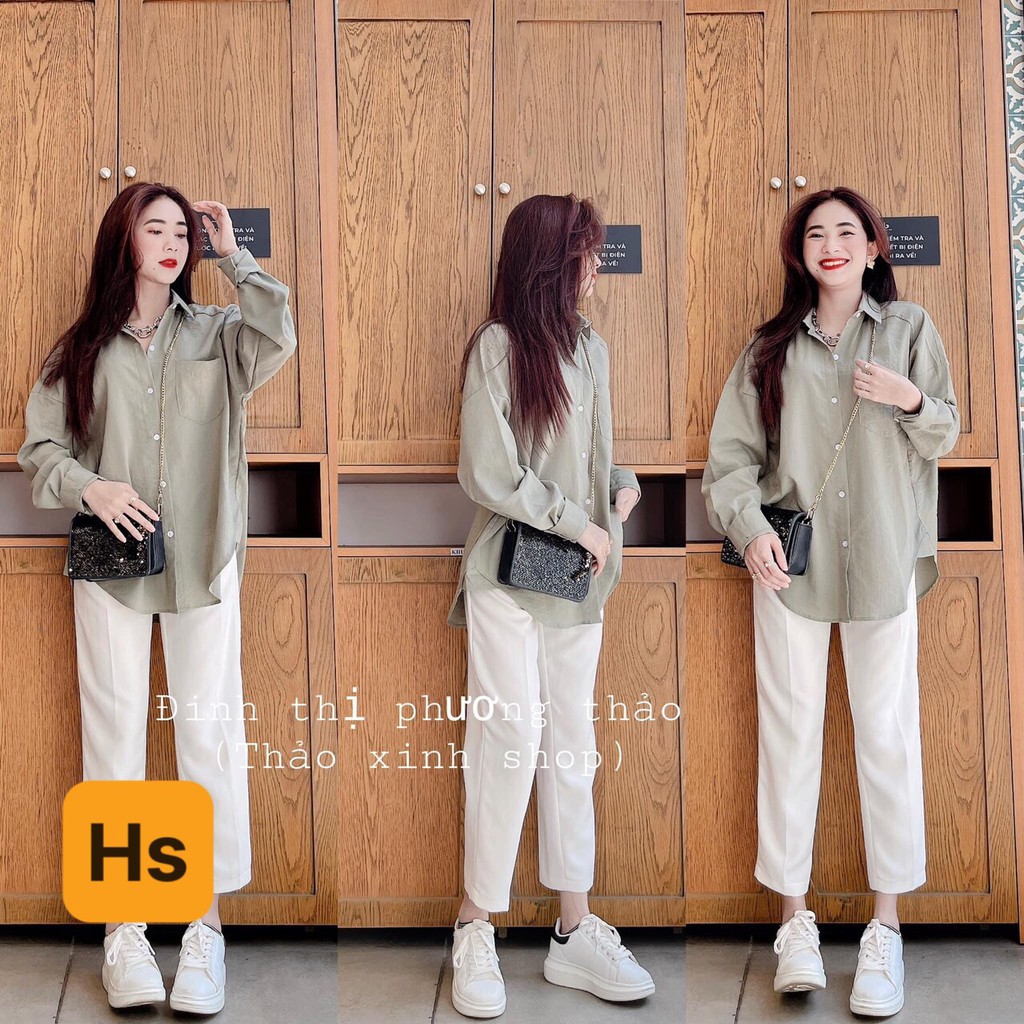 💃 Bộ Áo Sơ Mi Quần Culottes Đũi Dáng Dài 3 Màu | BigBuy360 - bigbuy360.vn