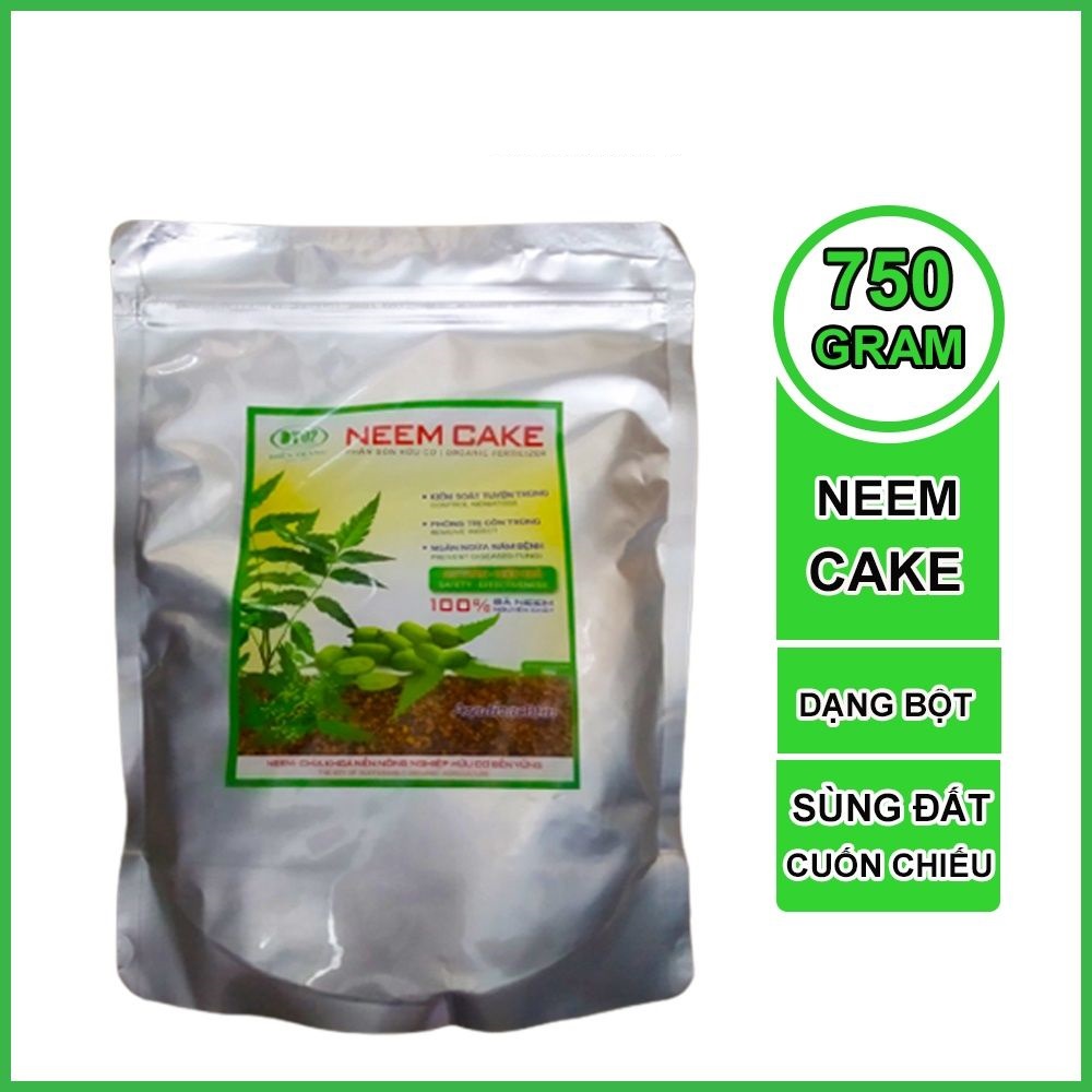Phân Hữu Cơ Neem Cake DT02 Trừ Cuốn Chiếu, Sùng Đất, Rệp Đất, Côn Trùng Gây Hại Gói 750 Gram NEEMCAKE