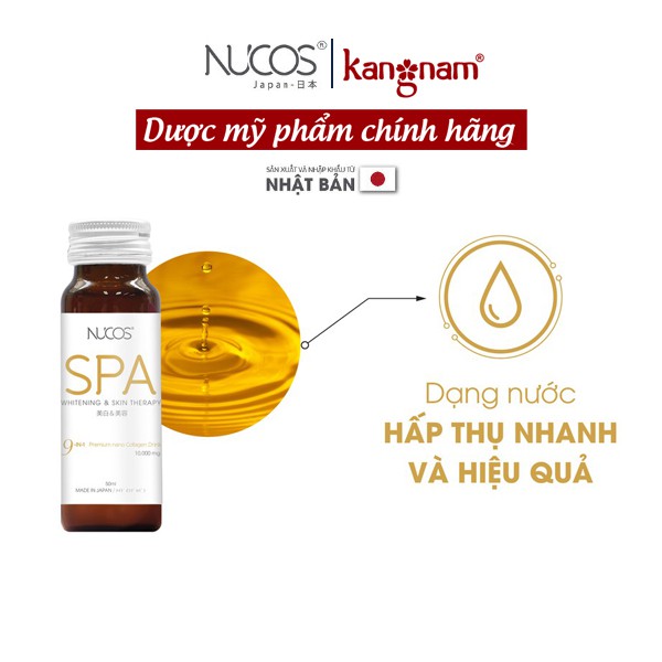 Collagen nước căng bóng da ngừa lão hóa Nucos Spa 10000 50ml x 10 chai Tặng Hộp 5 Miếng Mặt Nạ Welson Beauty Peptides