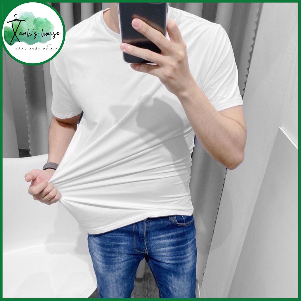 Áo Thun Nam Cổ tròn phông làm mát 32 độ cool mát lạnh mềm mát chỉ 2 màu trắng đen xuất dư XanhHouse