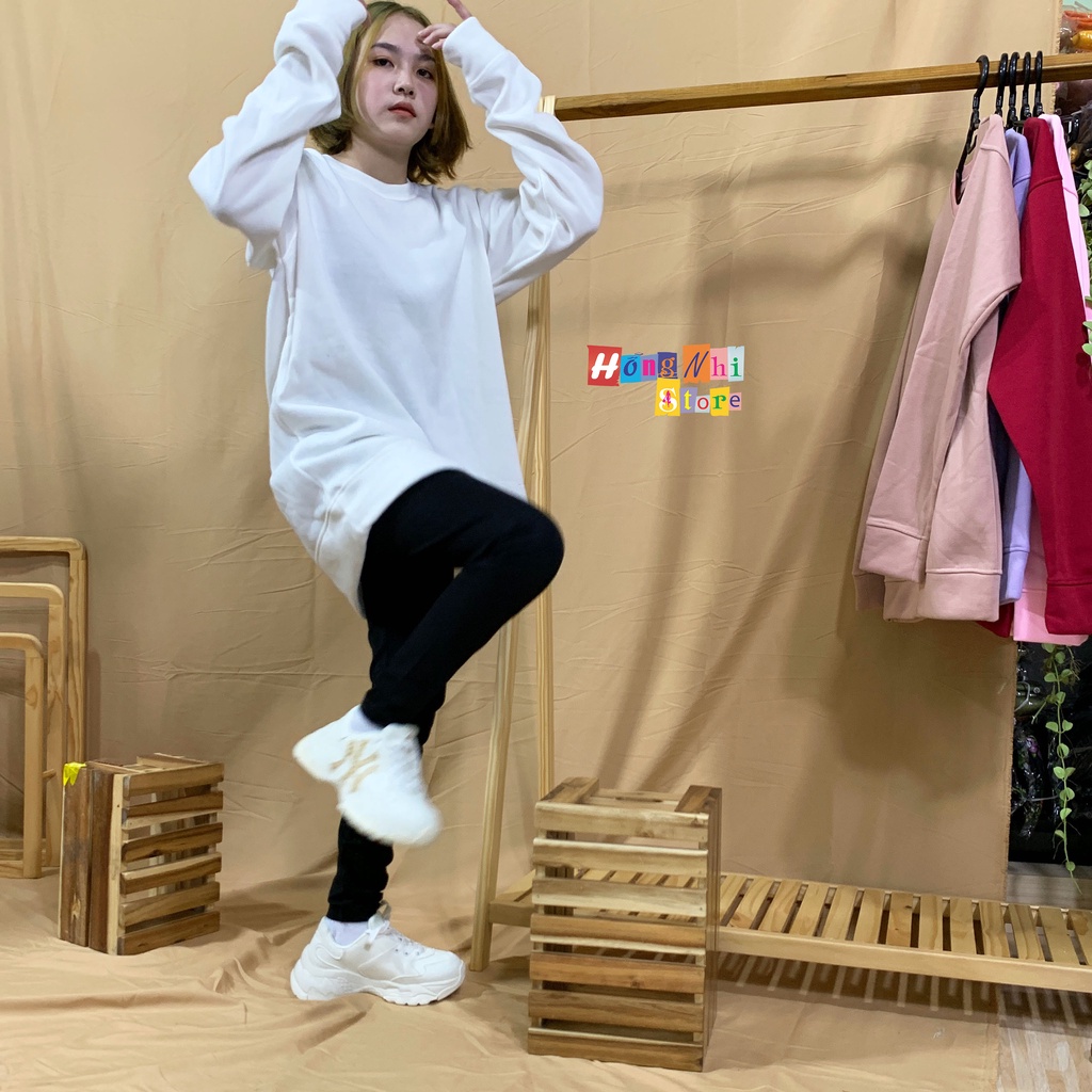 Áo Sweater Trơn Ulzzang Unisex Màu Trắng Chất Nỉ Bông Cao Cấp Dáng Rộng Nam Nữ - MM