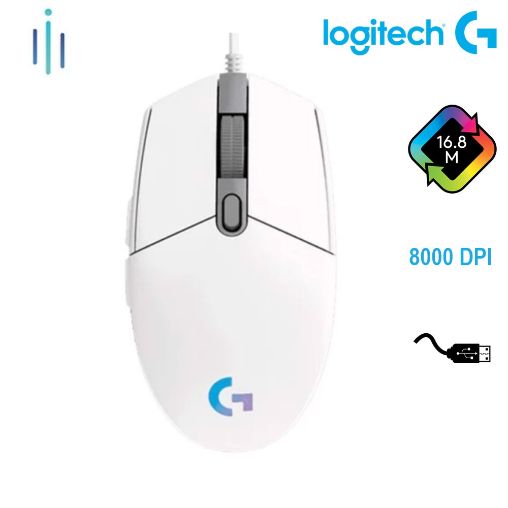 Chuột Logitech G102 Gen 2 Lightsync 8000 DPI (Trắng)