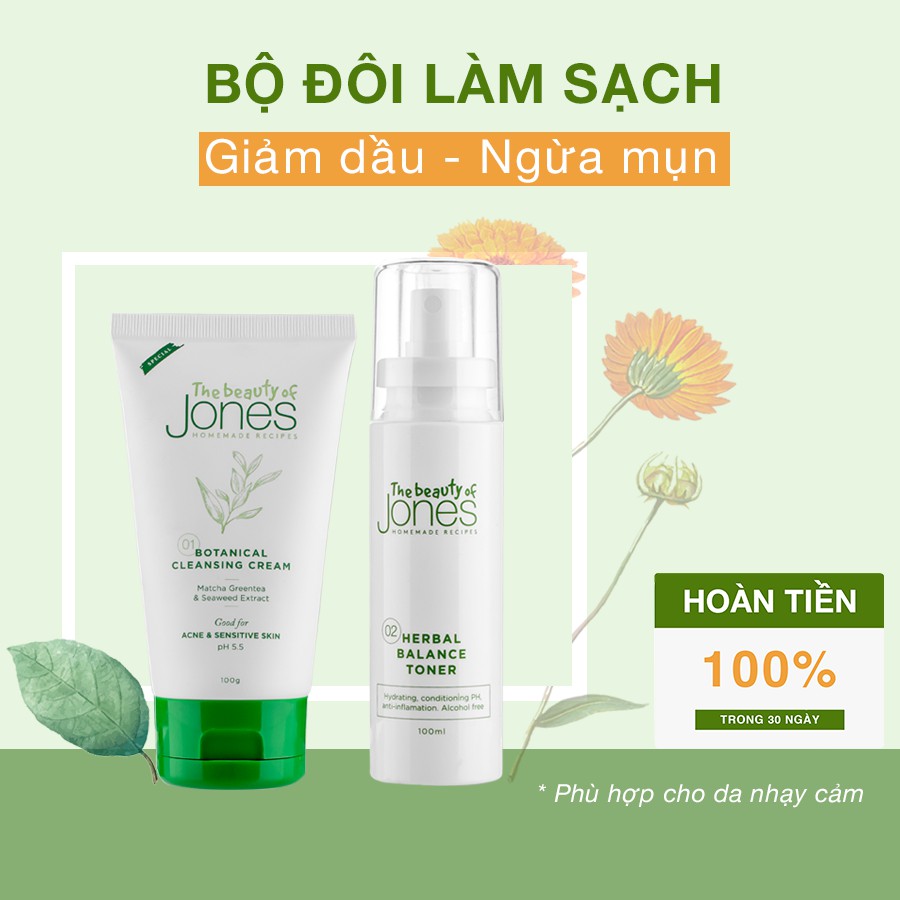 Bộ đôi làm sạch và giảm dầu ngừa mụn The Beauty of Jones