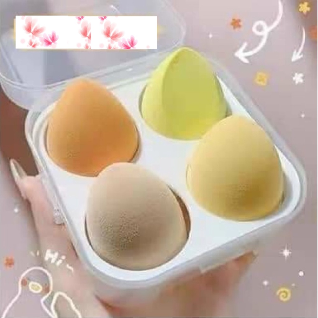 MVP1574 Set 4 Bông Mút Trang Điểm Kèm Hộp Đựng Xinh Xắn