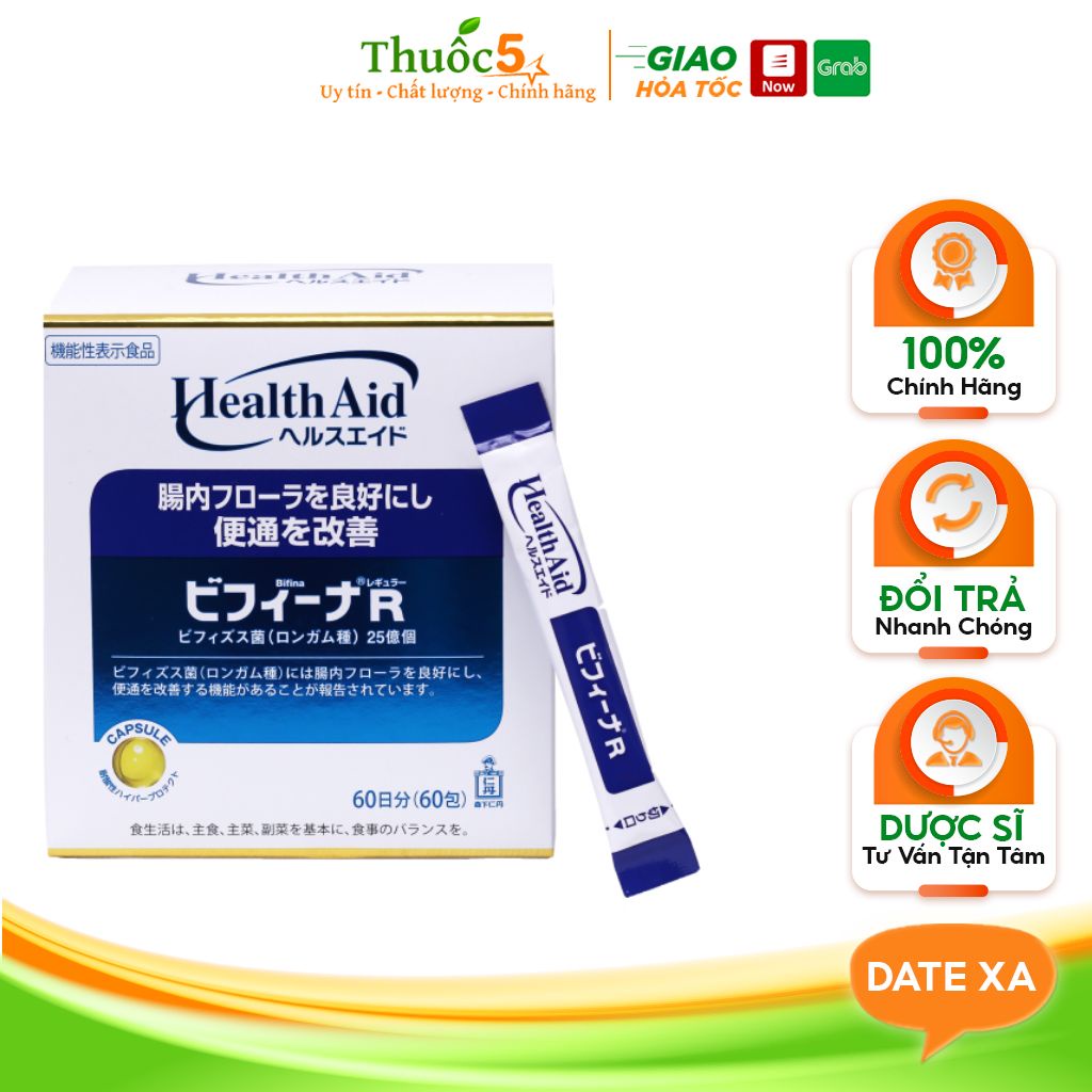 Men Vi Sinh Health Aid Bifina R Giúp Bổ Sung Lợi Khuẩn Cho Đường Tiêu Hóa, Tăng Cường Chức Năng Đại Tràng Hộp 60 Gói