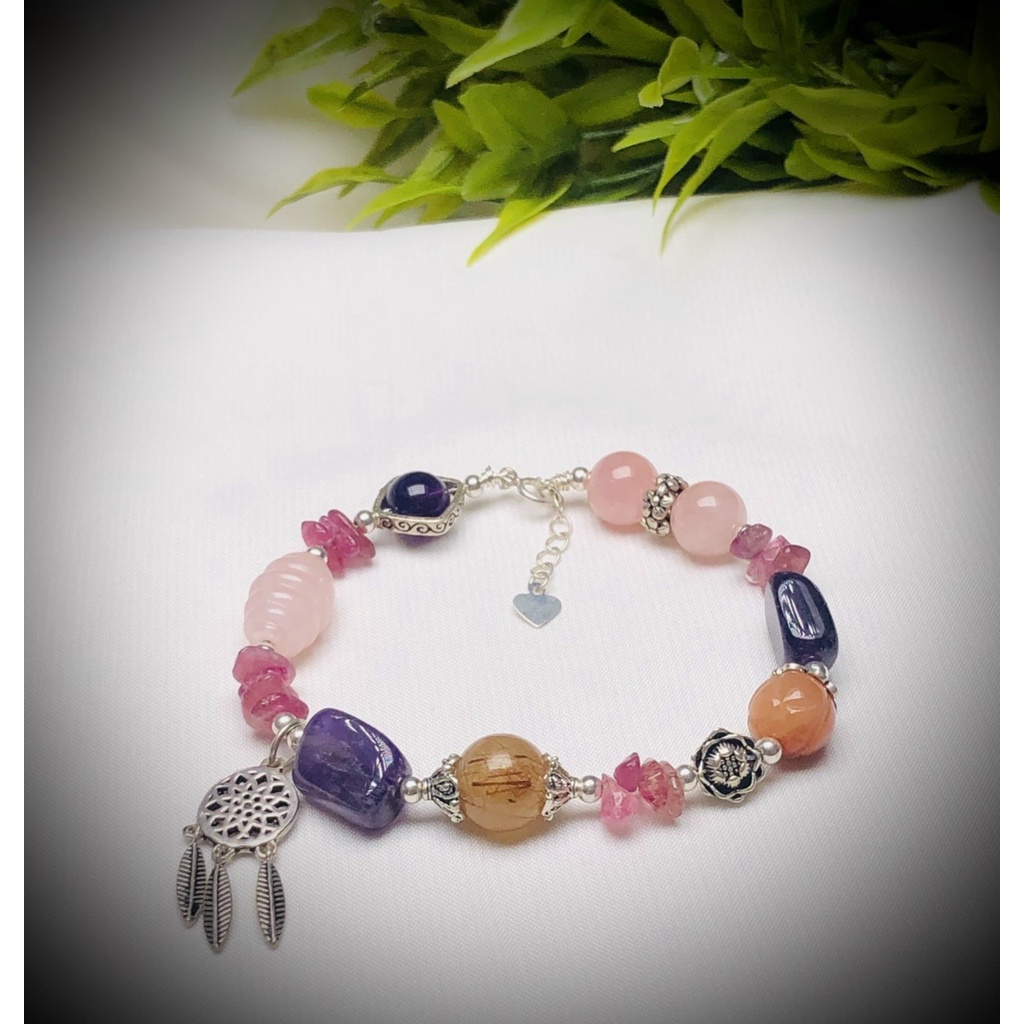 Vòng tay đá T.A Quartz mix bạc 925