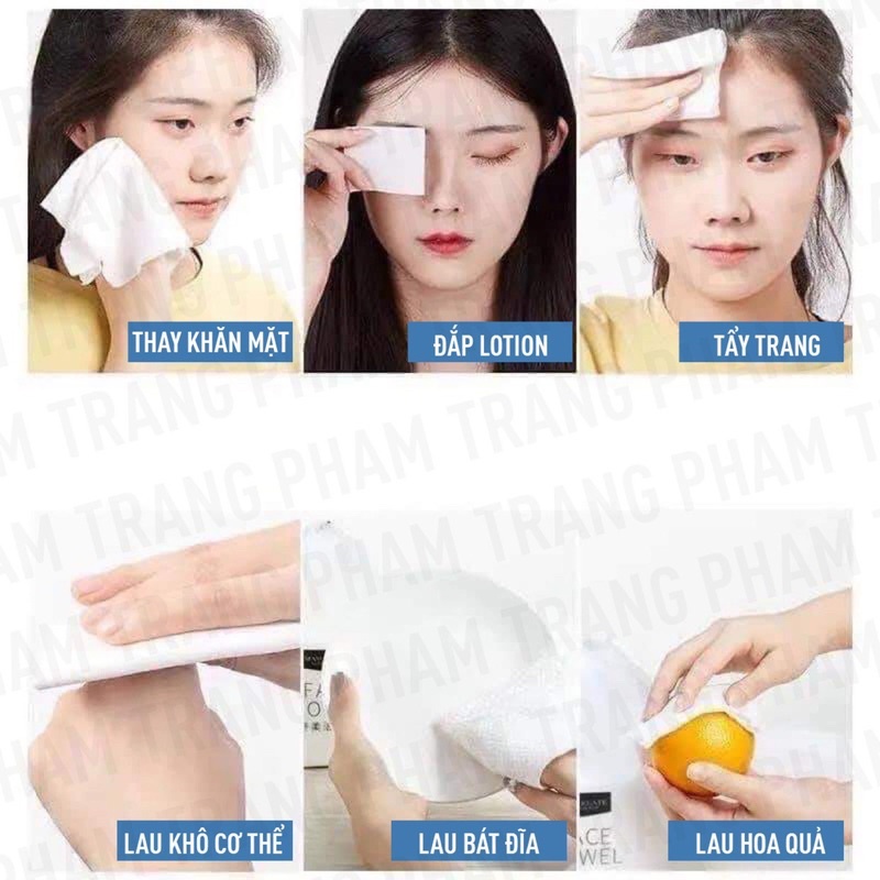 Khăn Lau Mặt Khô Cao Cấp Dùng 1 Lần Gói 80 tờ, Khăn Đa Năng Lau Ướt, Lau Khô Tẩy Trang Siêu Tiết Kiệm