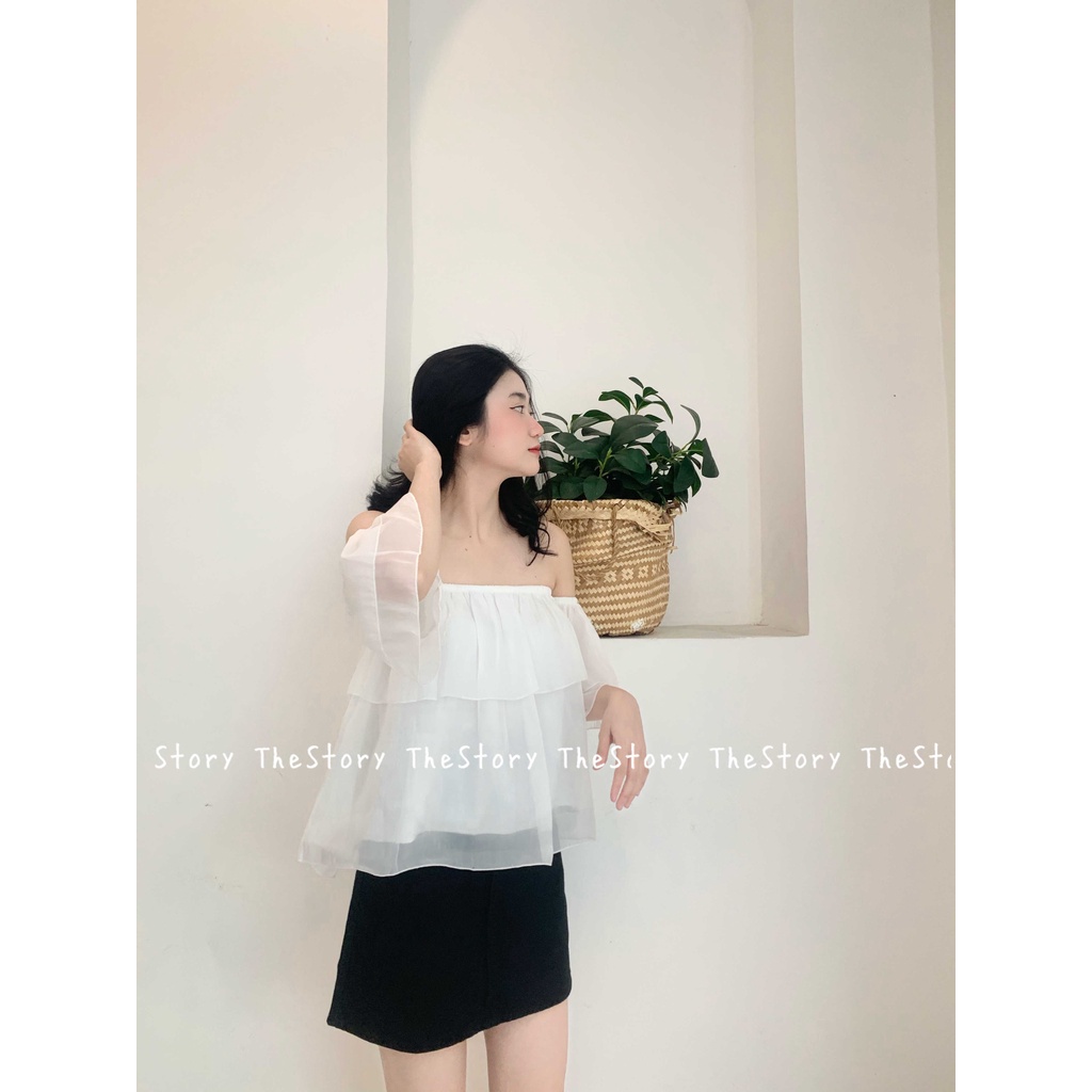 [STR] Áo trễ vai bóng voan A2452
