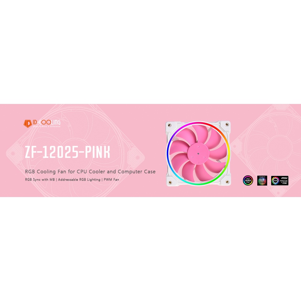FAN CASE ID-COOLING ZF-12025 PIGLET PINK