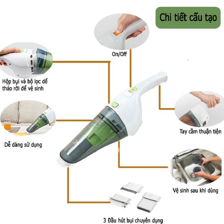 Máy Hút Bụi Cầm Tay Dùng Pin Black & Decker WD7201G-B1 7.2V - Hàng chính hãng