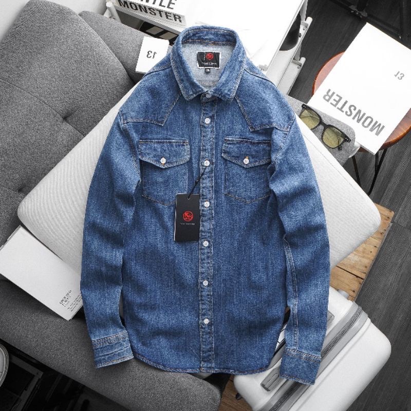Áo sơmi nam demin cao cấp unisex hàng xuất xịn - áo khoác