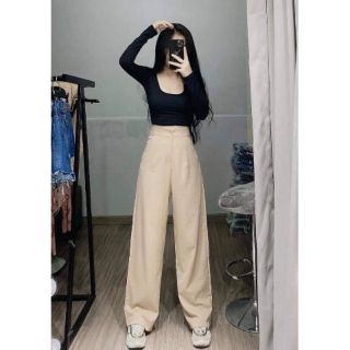 Quần đũi ống xuông rộng dáng dài 103cm hách chân (sẵn)