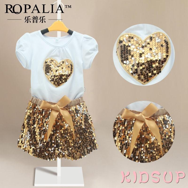 Set thời trang đính sequin lấp lánh cho bé gái