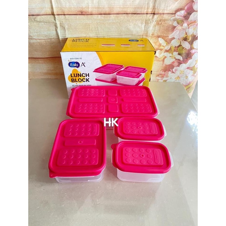 Bộ 4 hộp nhựa đa năng LUNCH BLOCK HKM ENFA