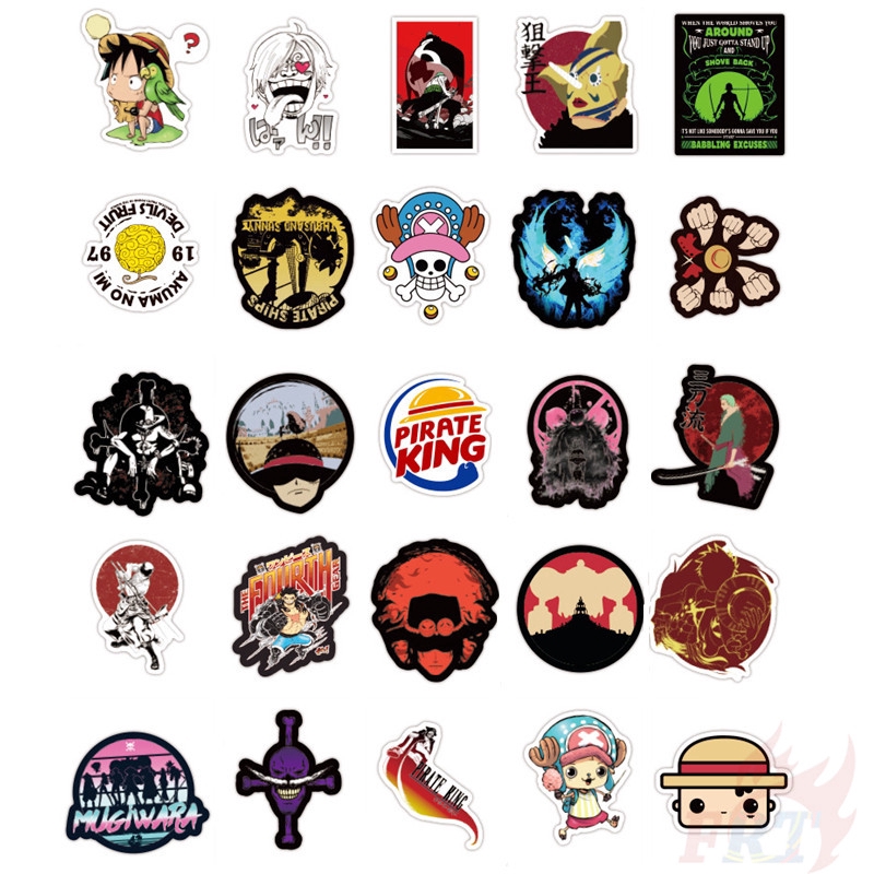 Bộ 100 miếng sticker in họa tiết hoạt hình One Piece doodle hỗn hợp trang trí vali/laptop/ván trượt