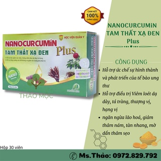 Nano Curcumin Tam thất xạ đen PLUS [ CHÍNH HÃNG ] Học viện quân y - Hỗ trợ giảm viêm, đau dạ dày