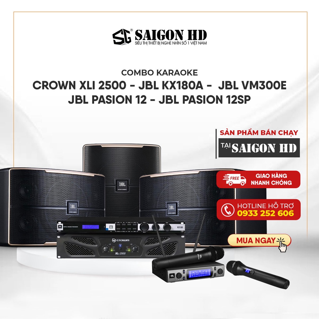 Dàn karaoke CROWN XLI 2500 - JBL PASION 12 - JBL PASION 12SP - JBL VM300E - JBL KX180A Hàng chính hãng, giá tốt