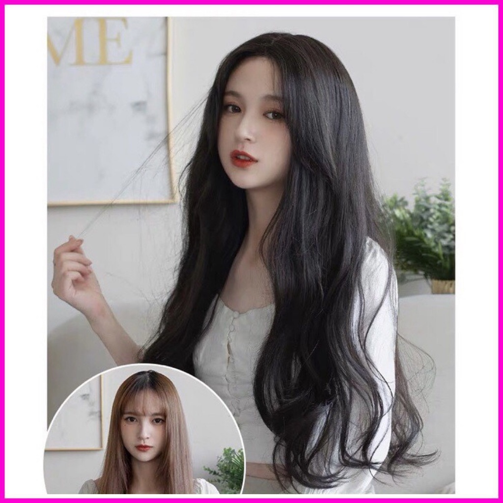 Tóc giả nữ nguyên đầu❤️FREESHIP❤️Tóc giả nữ cả đầu mái dài xoăn đuôi dạng dài 9105