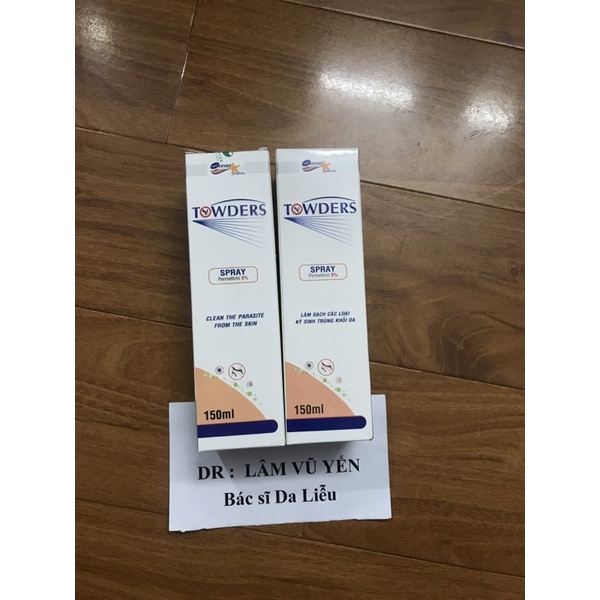 Xịt Towders Spray 150 ml chai xịt cho da bị ghẻ và ký sinh trùng- Dr.Lâm Vũ Yến