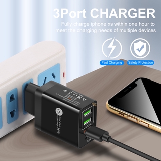 Củ Sạc Nhanh Qc3.0 3 Cổng Usb 3 Cổng Cho Android Và Iphone