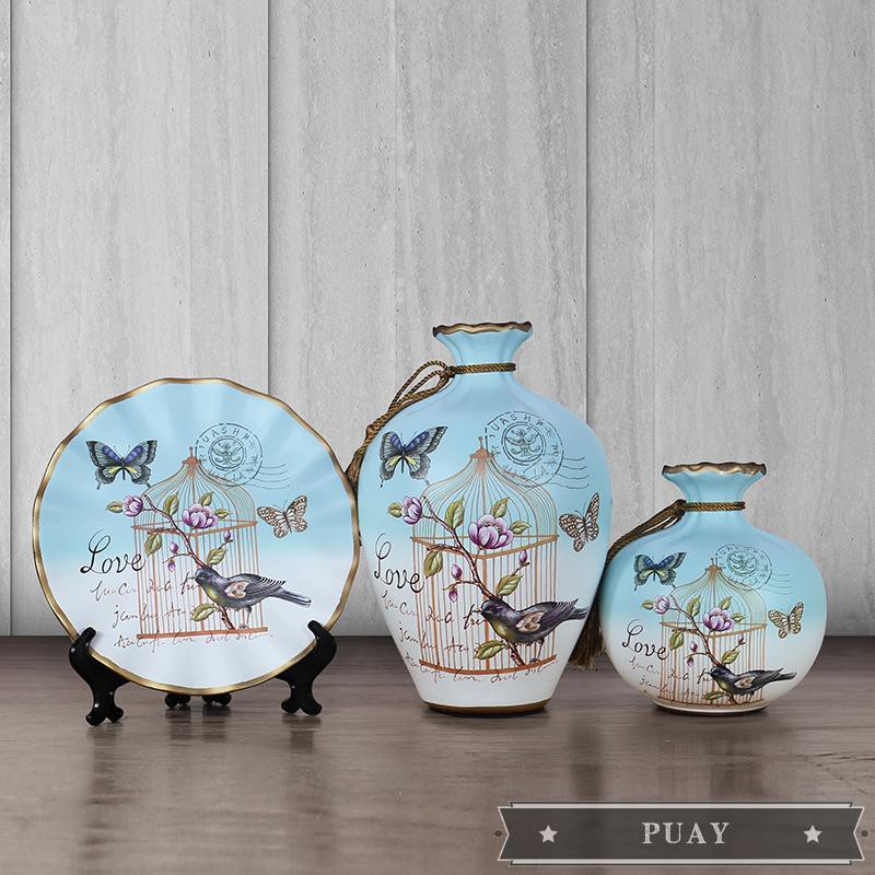 Bộ bình gốm sứ trang trí nhà cửa