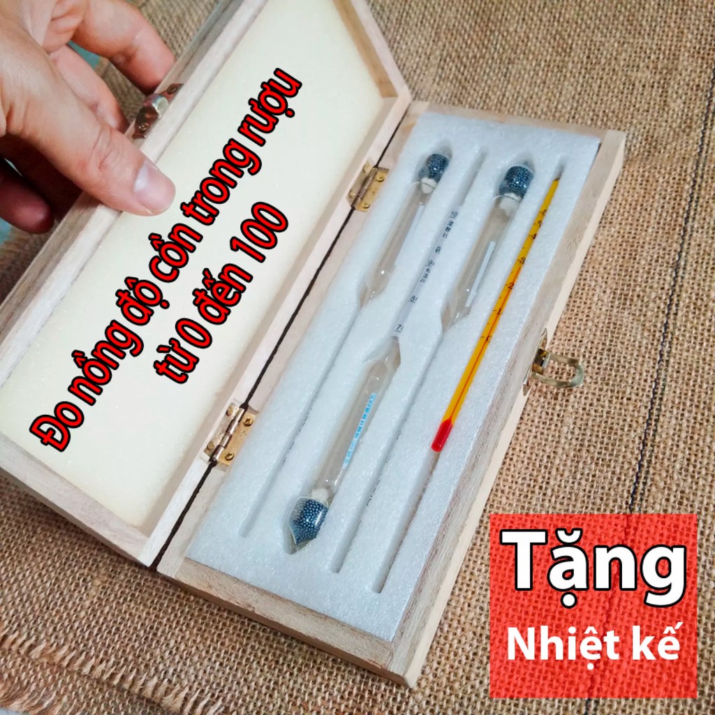 Cồn Kế Đo Nồng Độ cồn trong rựu, Đo Nồng Độ Cồn Từ 0 -100, Tặng Nhiệt Kế