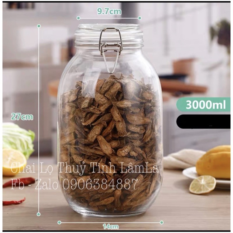 Hàng Mới Về | Hũ Thuỷ Tinh Tròn Nắp Cài Khoá 750ml 1000ml | Lọ Thuỷ Tinh Đựng Thực Phẩm , Ngâm Rau Củ | BigBuy360 - bigbuy360.vn