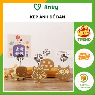Kẹp ảnh để bàn đế gỗ tạo hình con nhím, cú mèo,  cây, nấm, kẹp cardvisit, note, quà tặng ý nghĩa Kho album ảnh AnVy