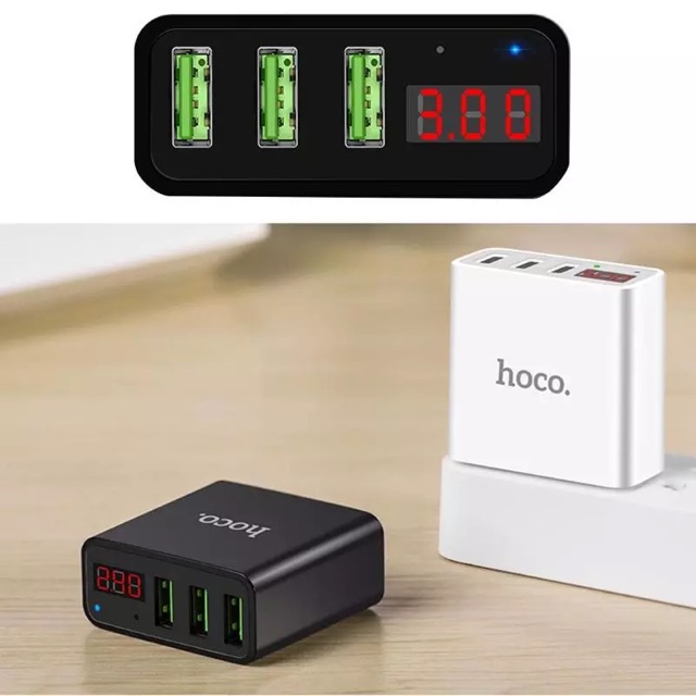 CỦ SẠC NHANH HOCO C15 + 3USB + LCD LED BÁO DÒNG + FULL BOX + CHÍNH HÃNG BH 12 THÁNG