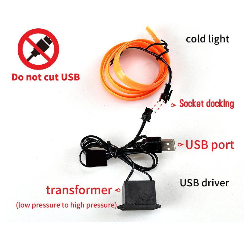 Dây Đèn led 1m 2m 3m 5m diy Trang Trí Nội Thất Xe Hơi