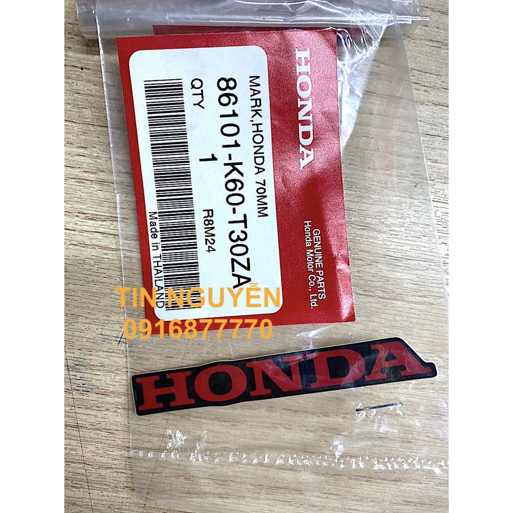 Tem chữ Honda màu đỏ 70mm chính hãng