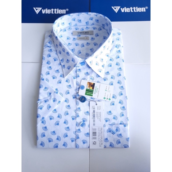 Áo vạt ngang ngắn tay việt tiến - bông xanh