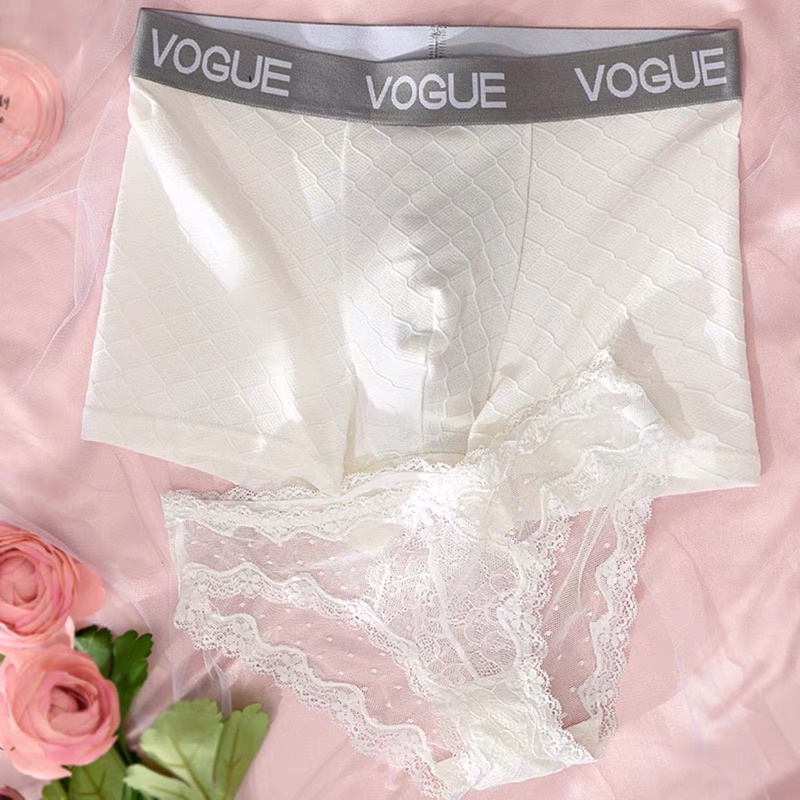 Quần lót cặp nam và nữ dễ thương chất ren cotton thoáng mát
