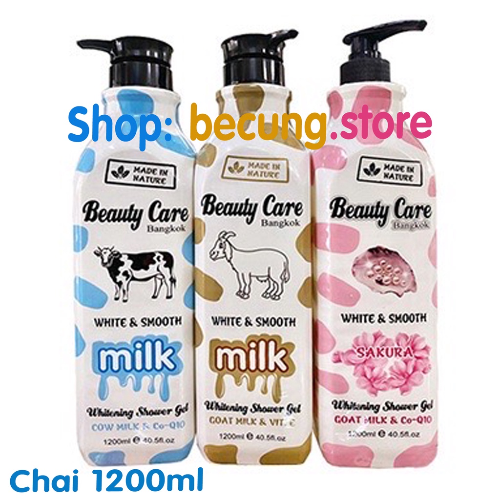 Sữa tắm bò, dê, yến Beauty Care Bangkok Thái Lan 1200ML (date mới).