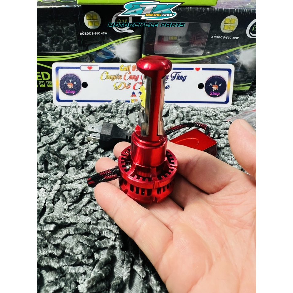 Đèn pha led xe máy oto  hai mặt 8 led siêu sáng chống nước 100% quạt tản nhiệt  hàng xịn sáng trắng