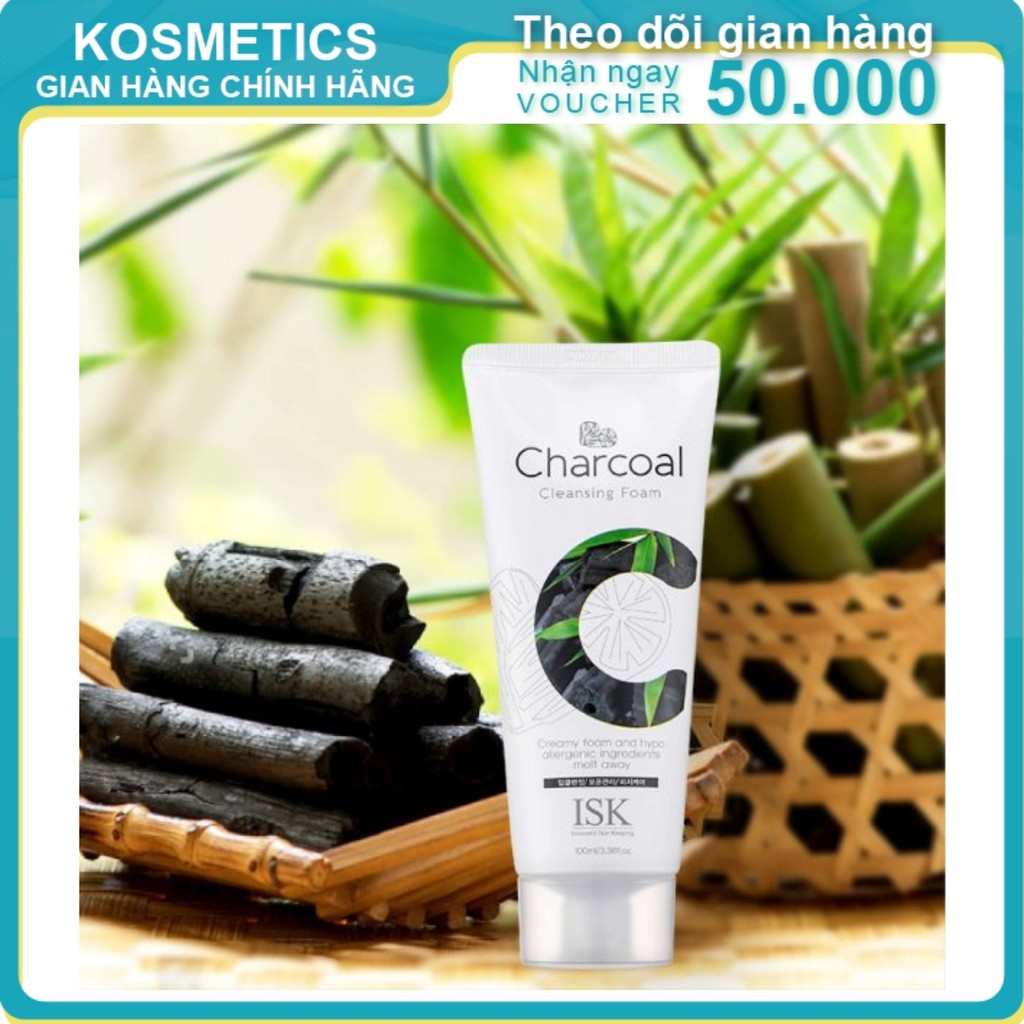 Sữa rửa mặt than hoạt tính ISK Charcoal Cleansing Foam 100ml
