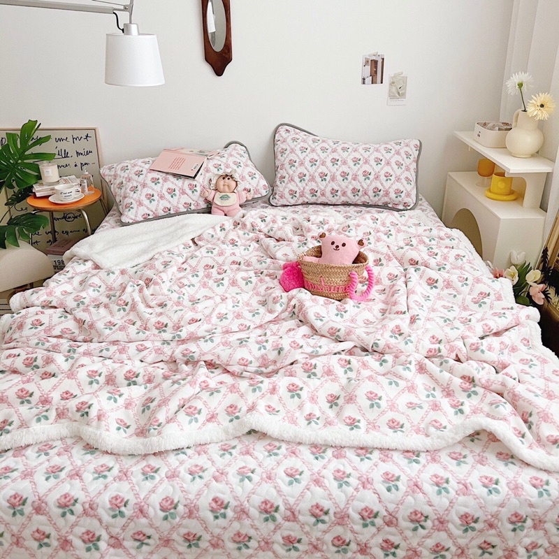 Set phủ đệm đa năng kèm chăn nỉ nhung sữa cao cấp SHOP vũ thị thơm